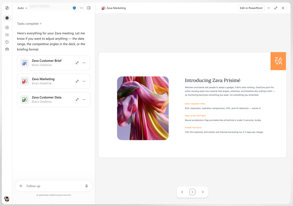 A PowerPoint deck created by Cowork using branded templates and image generation.