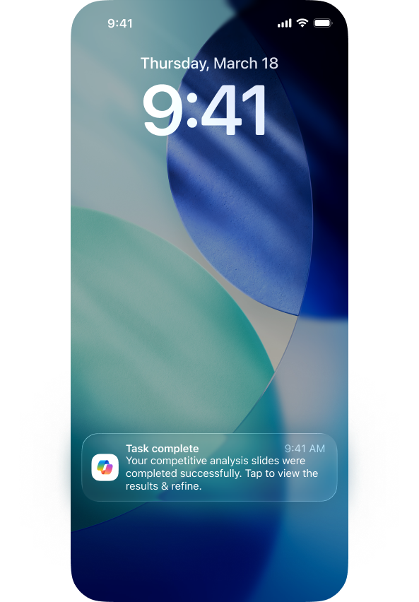 Cowork notifying user of task completion on mobile device.
