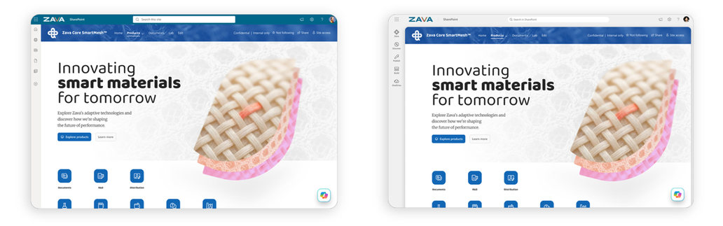 Microsoft example of the visual refresh in SharePoint