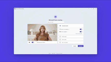 A moving image of testing mic and speaker in Microsoft Teams.