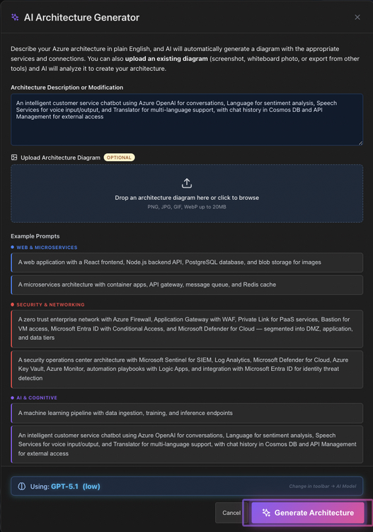 Interface do gerador de diagramas