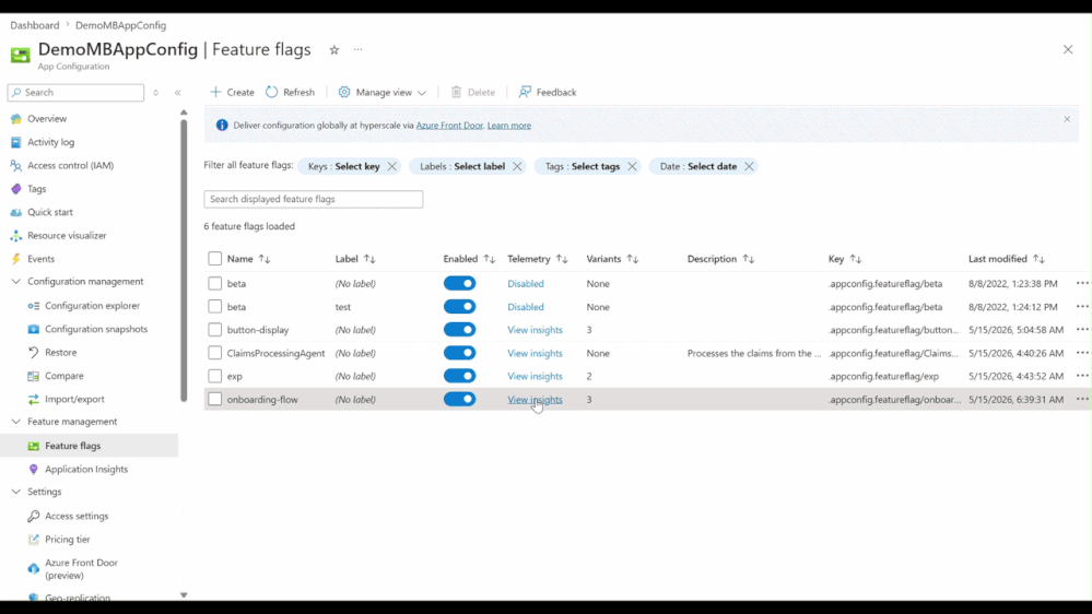 Scorecards no Azure App Configuration