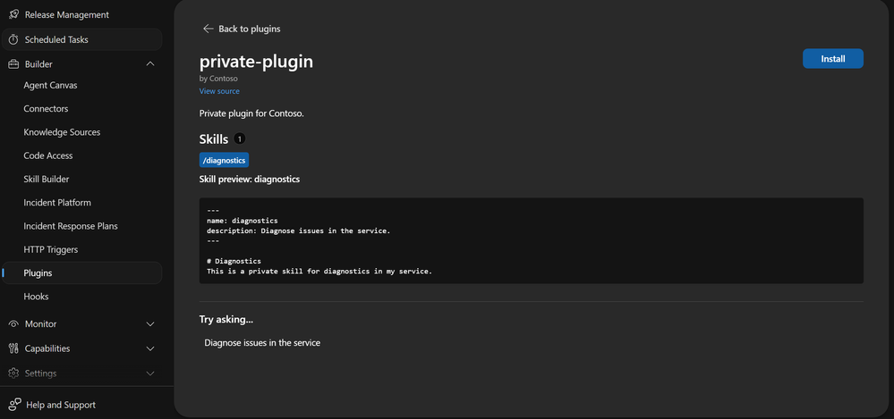 Plugin detail view