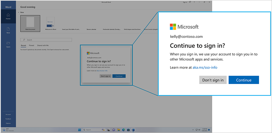 Image has a background of Microsoft Word with a dialog zoomed in that is overlayed in front of the background that has a Microsoft Logo on top, the second line reads 