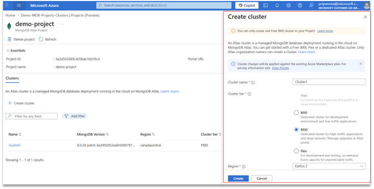 bS00NTQyNzYzLXgwMmhBOA?image-dimensions=742x375&revision=3 Spin Up MongoDB Atlas Clusters in Azure (Preview)