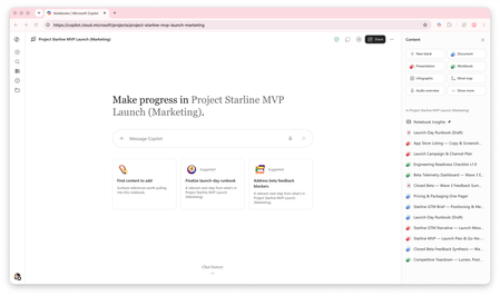 The new Copilot Notebooks design in the Microsoft Copilot app
