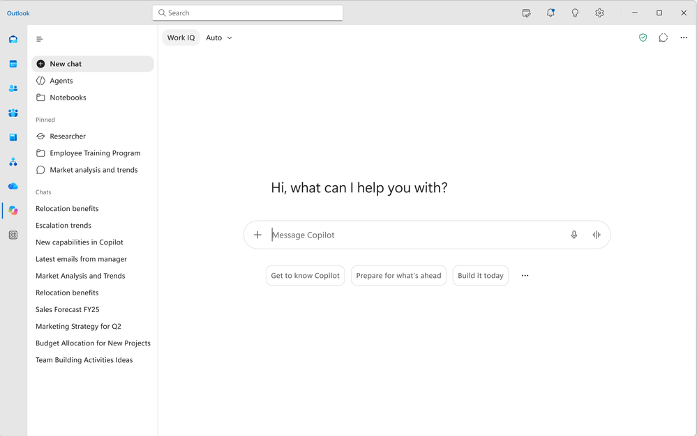 A screenshot of the Teams app on the Copilot tab showing the new design.