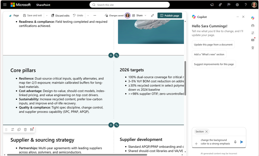 bS00NTUzMTkzLUhBbm9TdA?image-dimensions=910x547&revision=4 SharePoint AI page authoring: Select, describe, and refine