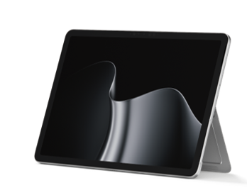 A render of the Surface Pro 12-inch with kickstand up.