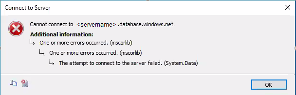 Attempt to connect to server failed : mscorlib | Microsoft Community Hub