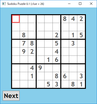 Screen shot of Sudoku 0.1