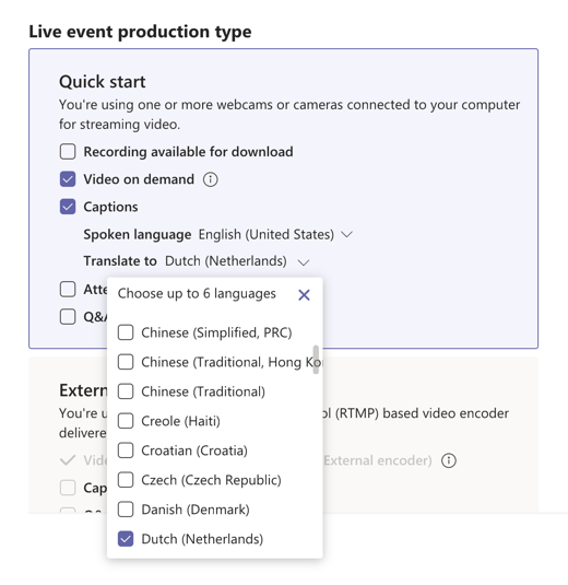 Live event live caption language selection.png