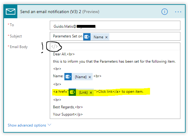 Create clickable link to item in description field | Microsoft