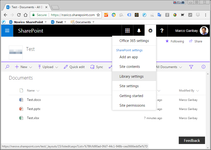 SharePoint library with no check in enabled - Library Settings.png