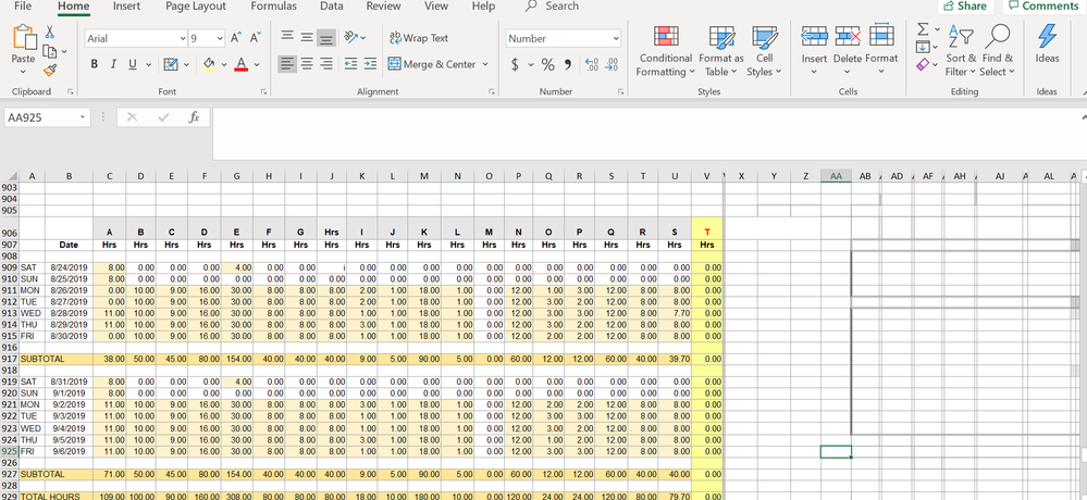 SORTS HOURS BY JOB BY DAY, WEEK, 2 WK TOTAL.png
