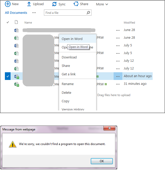 SharePoint Online message 