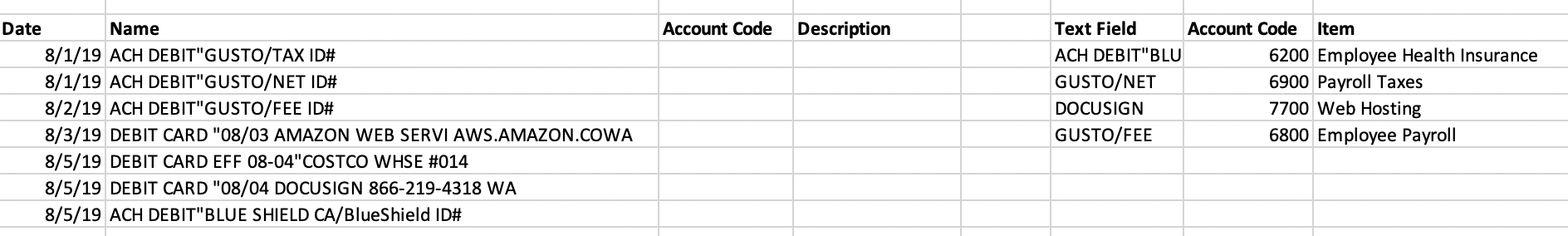 Help with assigning account codes to one table from another table ...
