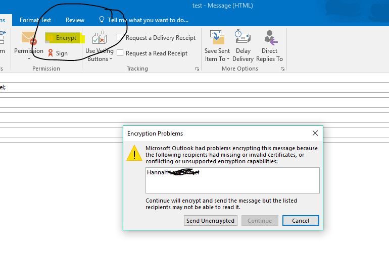 Error in trying to encrypt mail in O365 | Microsoft Community Hub