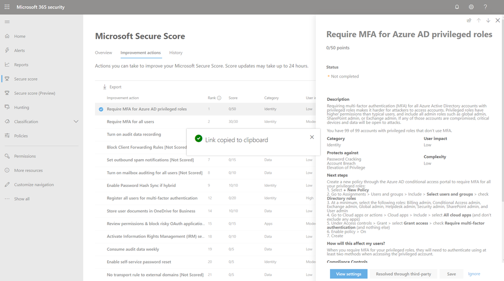 2019 - Microsoft 365 Security Center - Collaboration - Blog - Vibranium - Image 08 - Copy Link.PNG