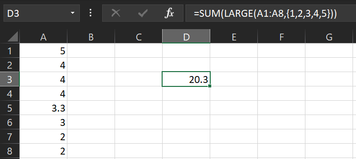 Sum the highest five values.png