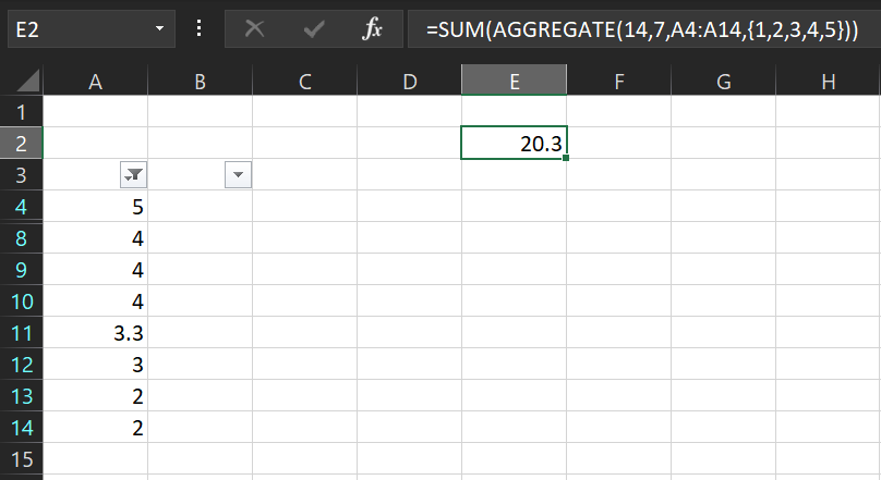 Sum the highest five values in filtered range.png