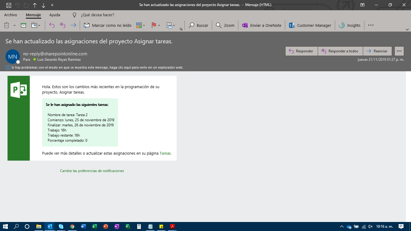 Sincronizacion de tareas Project Web App | Microsoft Community Hub