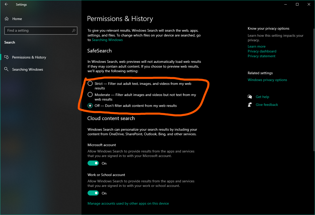 Windows 10 Safe Search returns back to the moderate after every Windows ...
