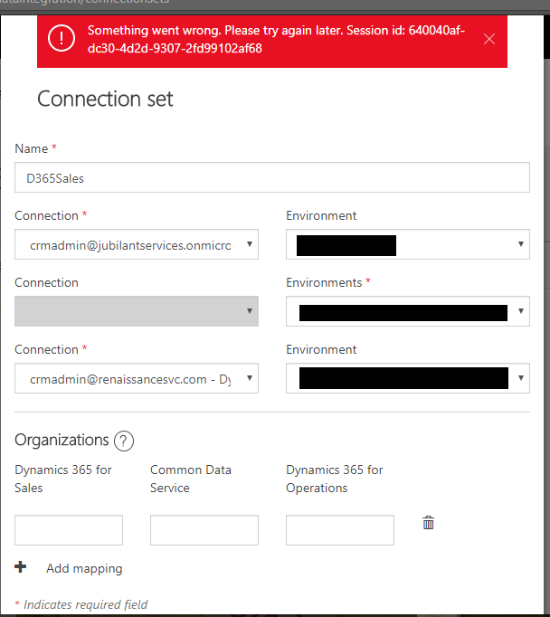 Not able to Create Project Connection in Common Data Service ...