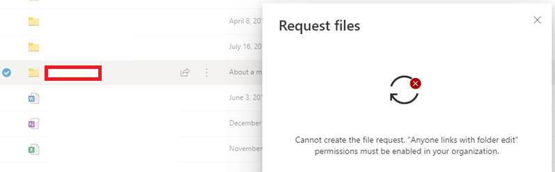 Users are unable to Request files. Error 
