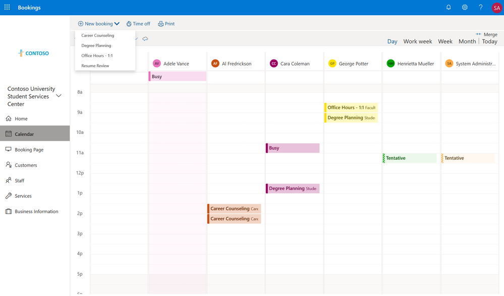 Contoso University Calendar Page.png