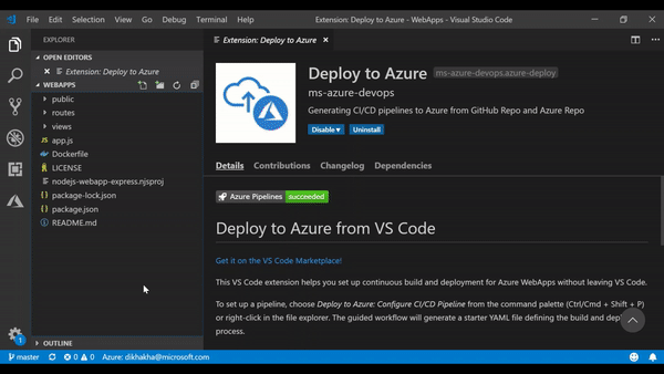 Deploy to Azure VS Code Extension.gif