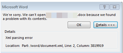 XML parsing error | Microsoft Community Hub