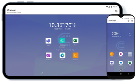 Screenshot of the Managed Home Screen on an Android tablet and Android device.