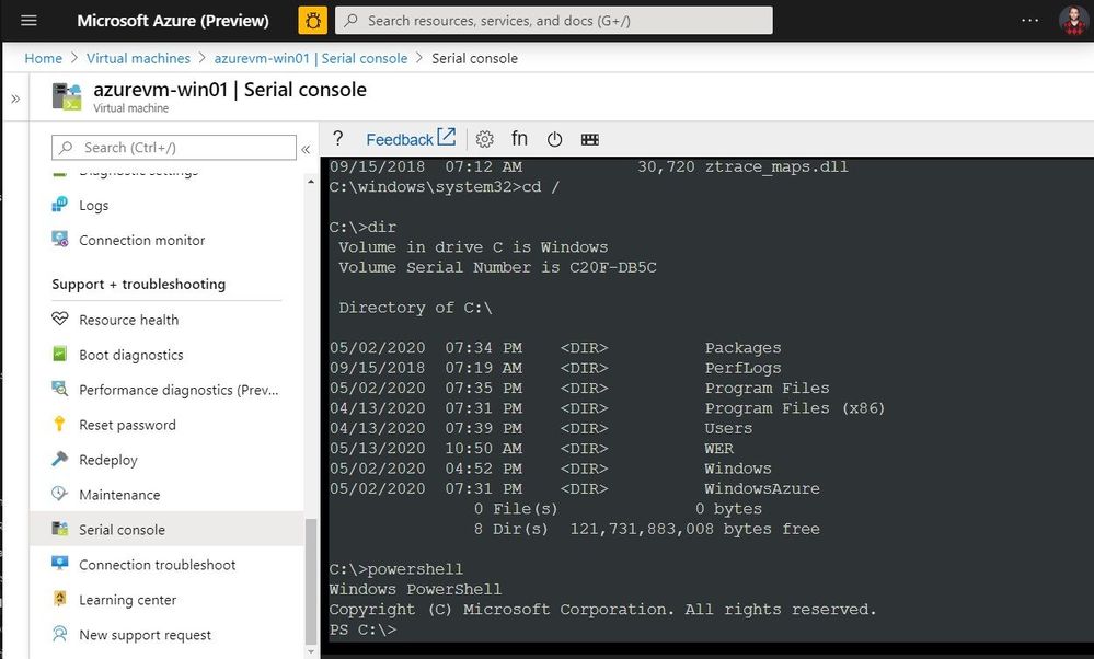 Azure VM Serial Console PowerShell session.jpg