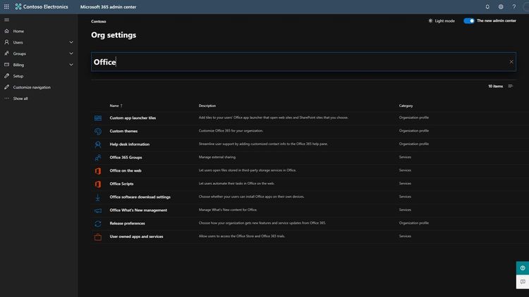 MICROSOFT 365 ADMIN CENTER SETTINGS visual data 7