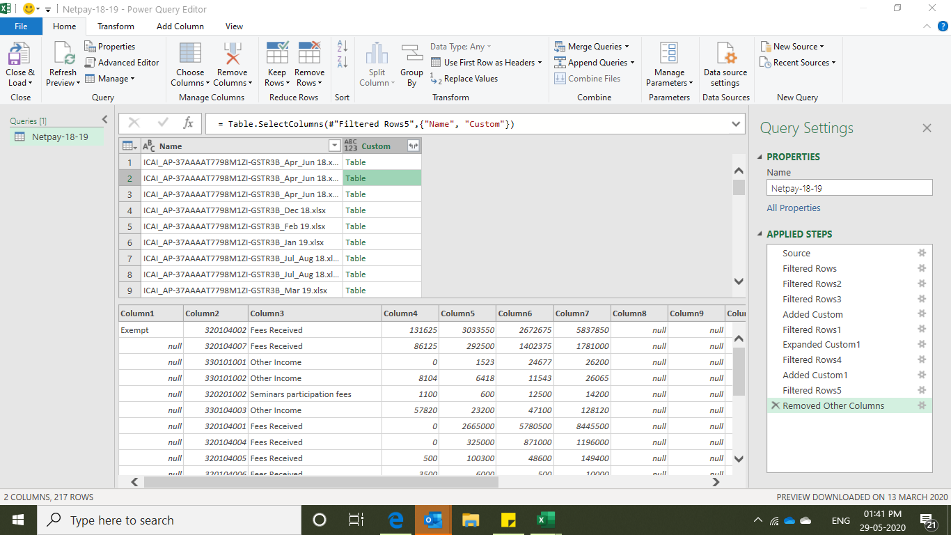 Select Rows from specified column of Table for multiple rows of data ...