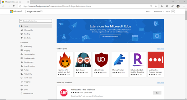 The all-new Microsoft Edge Add-ons website is now live | Microsoft ...