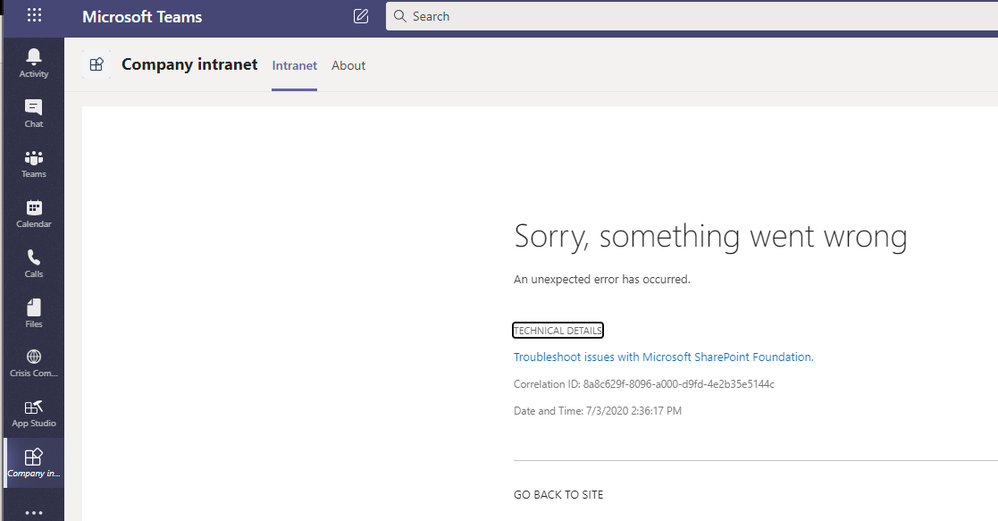 Tabs intranet failure.PNG