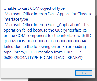 Unable to cast COM Object | Microsoft Community Hub