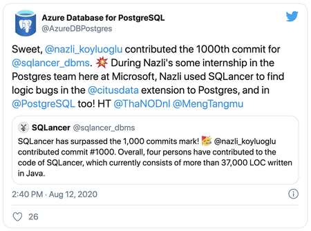 AzureDBPostgres-tweet-about-1000th-commit-to-SQLancer.png