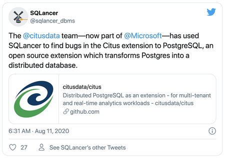 sqlancer_dbms-tweet-about-Citus-use-of-SQLancer.png