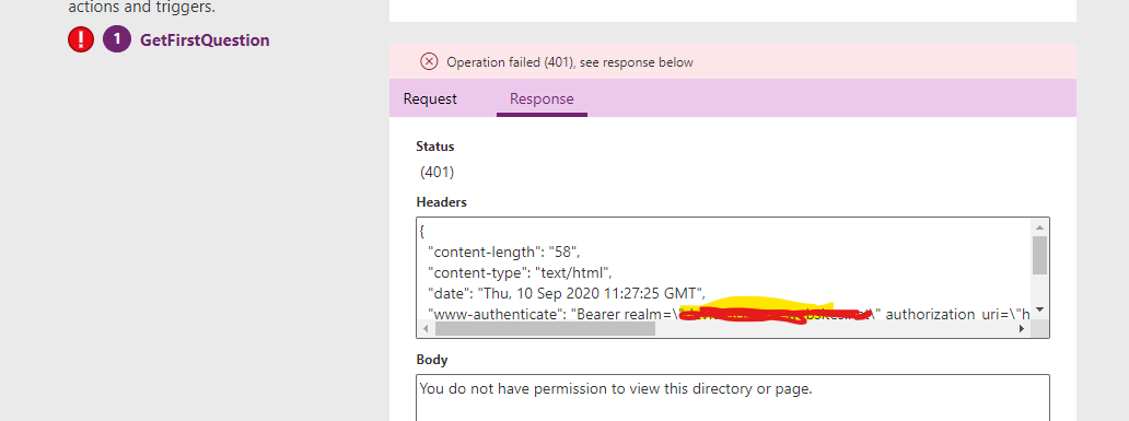 401 Error while connecting Azure web app with custom connector in ...