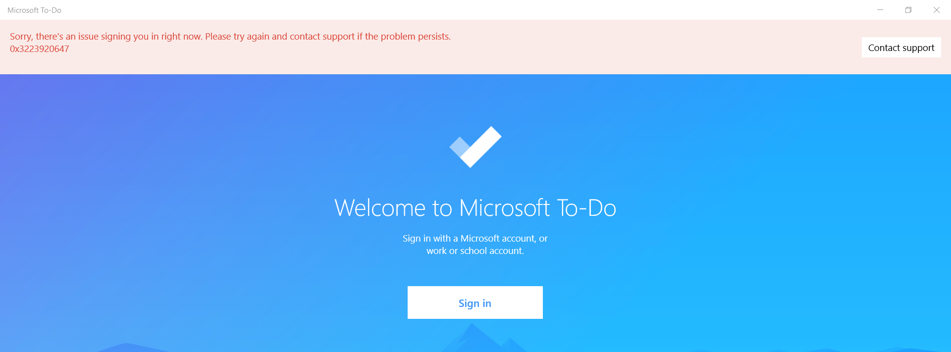 Sign in issue with Microsoft To-Do desktop app | Microsoft Community Hub