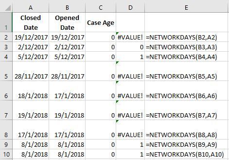 Getting #value! error while using networkdays formula how to get rid of ...
