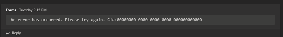Forms error in Org Wide Team | Microsoft Community Hub