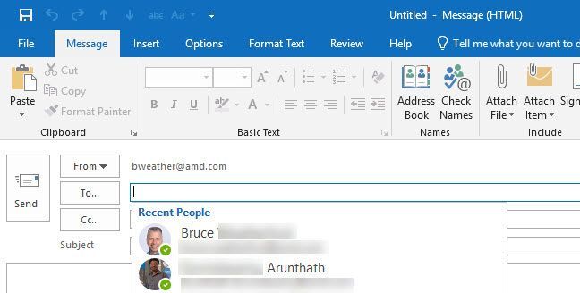 Clicking on To: filed to get common email address | Microsoft Community Hub