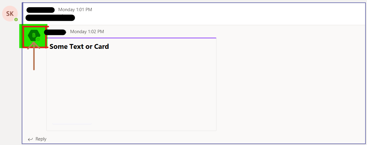 Bot icon is not visible in the response message in Microsoft Teams ...