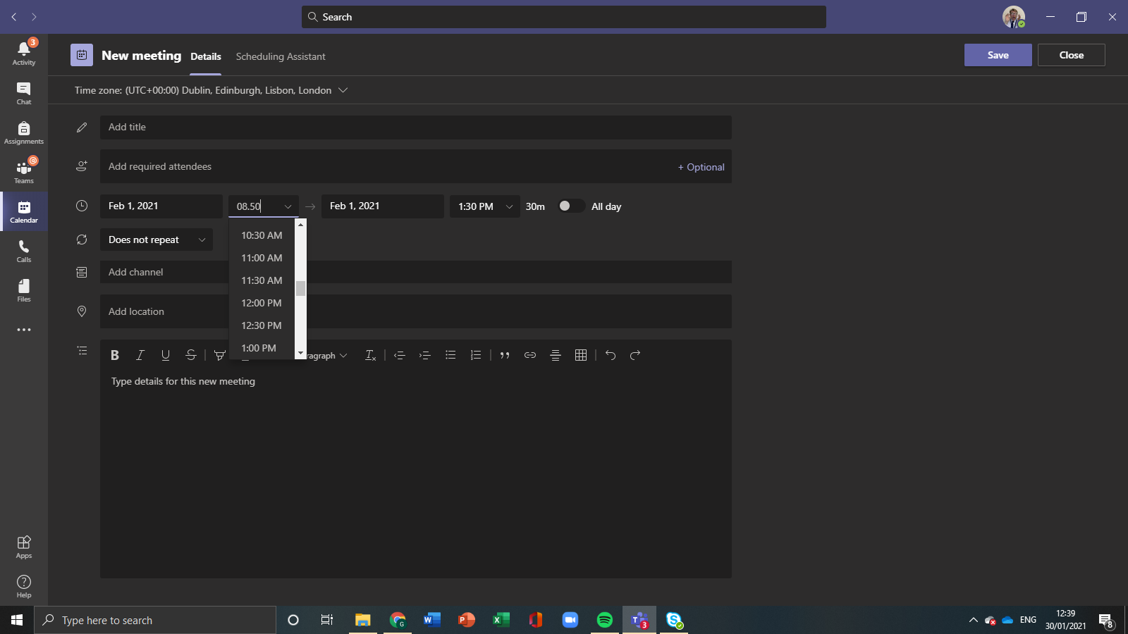 Setting time for meetings in MS Teams | Microsoft Community Hub