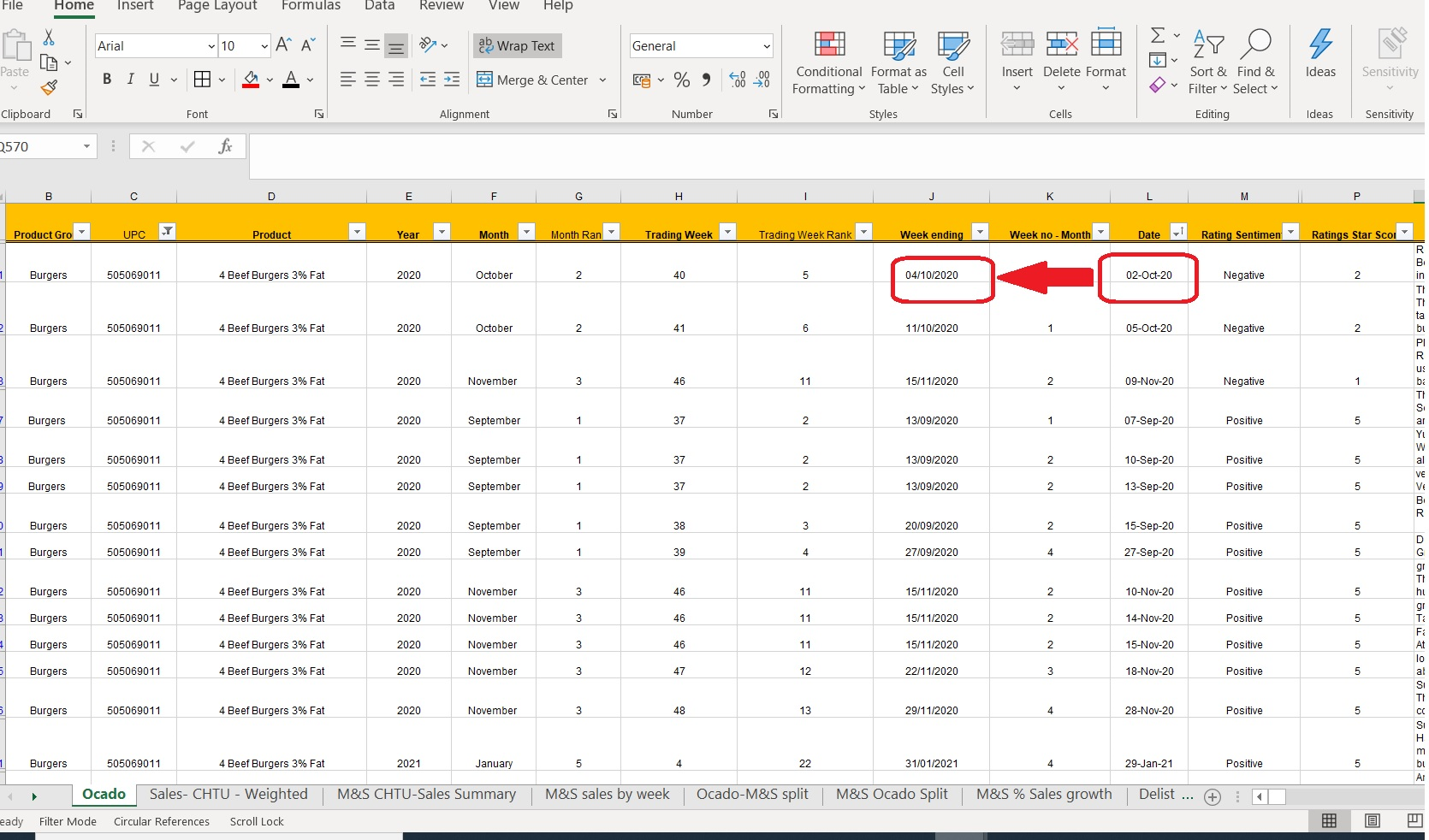 setting another excel fields value to give another cell's value ...