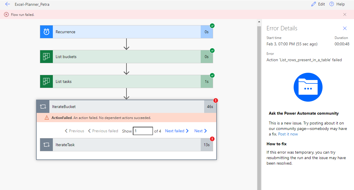Message error during update Excel from Planner ( List rows present in a ...